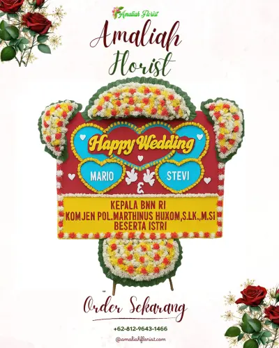 Karangan Papan Bunga Pernikahan di Belawan Bahagia